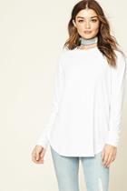 Forever21 Women's  White Curved-hem Top