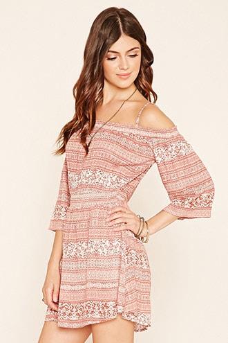 Forever21 Abstract Open-shoulder Dress