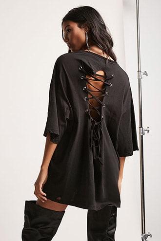 Forever21 Kikiriki Lace-up T-shirt Dress