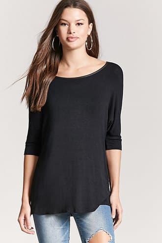 Forever21 Faux Leather-trim Top