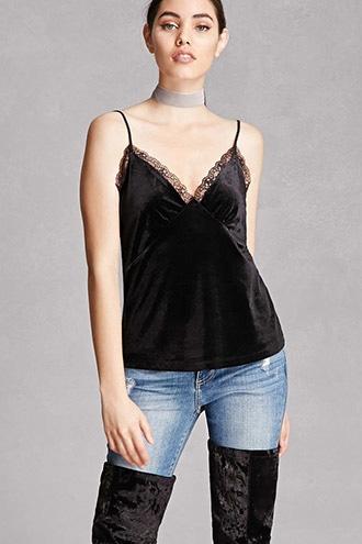 Forever21 Lace-trim Velvet Cami