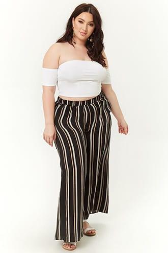 Forever21 Plus Size Crepe Striped Palazzo Pants