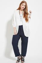 Forever21 Plus Women's  Navy Plus Size Linen-blend Pants