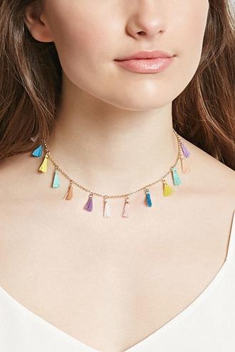 Forever21 Multicolored Tassel Choker