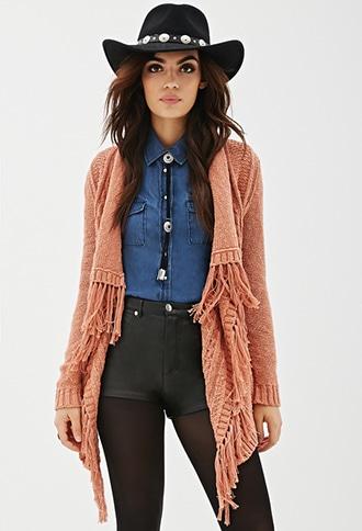 Forever21 Cable Knit Fringe Cardigan