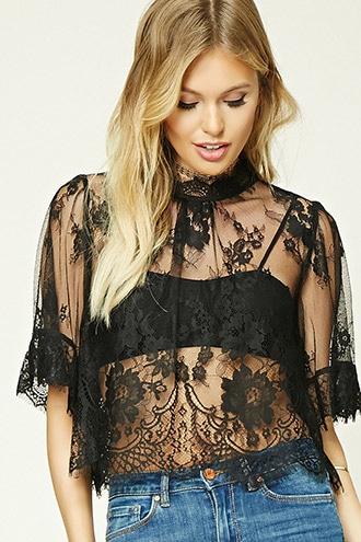Forever21 Contemporary Eyelash Lace Top
