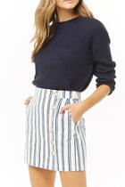 Forever21 Striped Denim Button-front Skirt
