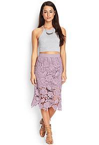 Forever21 Crochet Lace Midi Skirt