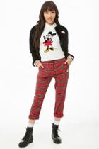 Forever21 Mickey Mouse Patch Plaid Pants