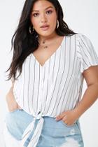 Forever21 Plus Size Striped Tie-hem Crop Top