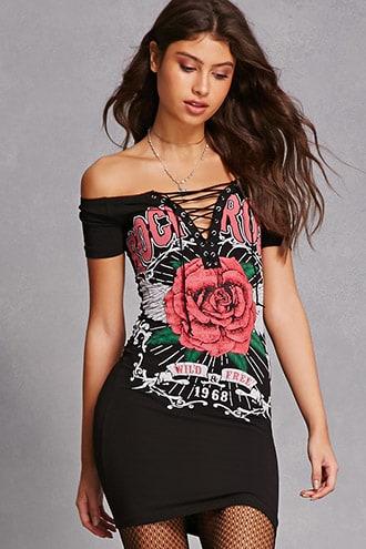 Forever21 Kikiriki Rock Rose Dress
