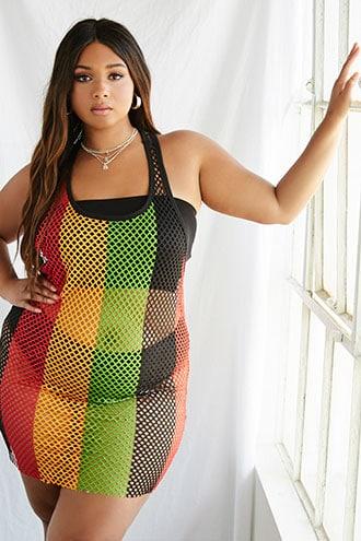 Forever21 Plus Size Colorblock Mesh Tank Dress