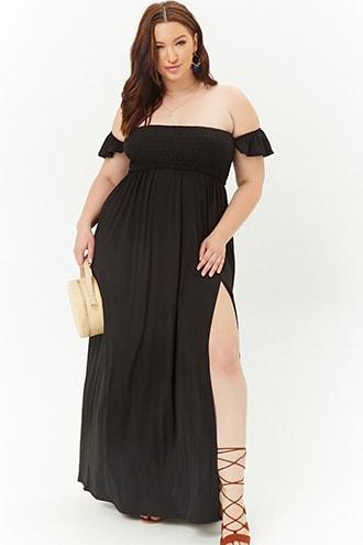 Forever21 Plus Size Smocked Off-the-shoulder Dress