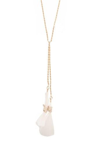 Forever21 Faux Feather Drop Chain Necklace