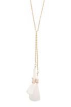 Forever21 Faux Feather Drop Chain Necklace