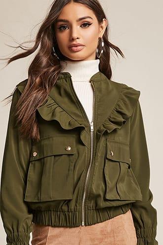 Forever21 Ruffle Bomber Jacket