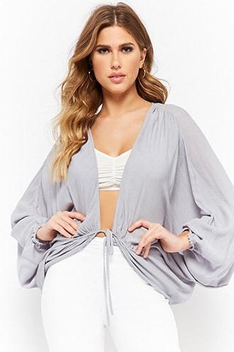 Forever21 Crinkled Balloon-sleeve Cardigan