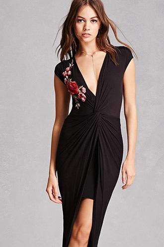 Forever21 Twist-front Floral Midi Dress