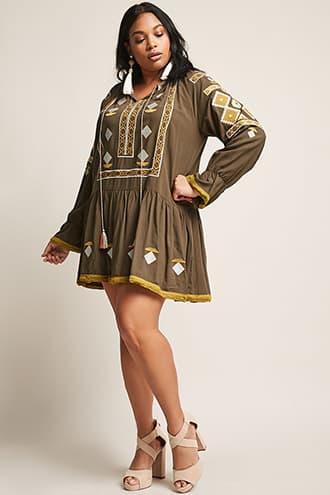 Forever21 Plus Size Embroidered Geo Dress