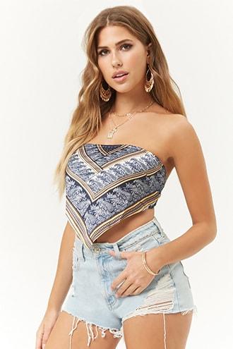 Forever21 Selfie Leslie Paisley Handkerchief Tube Top
