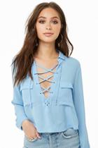 Forever21 Lace-up Flap Pocket Top