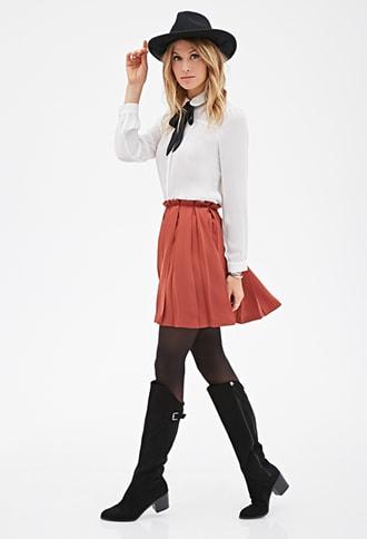 Forever21 Contemporary Box-pleated A-line Skirt