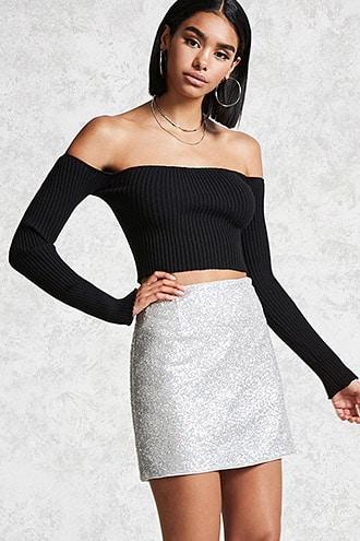 Forever21 Holographic Sequin Mini Skirt