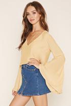 Forever21 Women's  Trumpet-sleeve Boxy Top