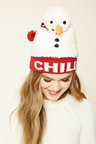 Forever21 Women's  Snowman Chill Beanie