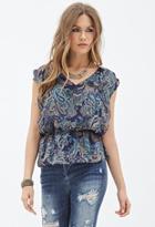 Forever21 Contemporary Paisley Print Chiffon Top