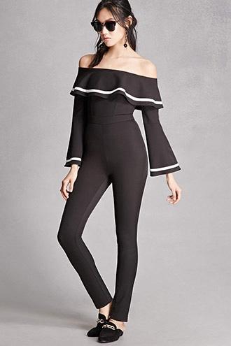 Forever21 Off-the-shoulder Flounce Jumpsuit