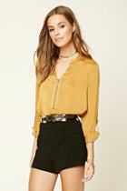 Forever21 Zip-front Satin Blouse