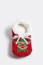 Forever21 Hipster Reindeer Embroidered Slipper Socks