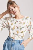 Forever21 Floral Print Flounce-sleeve Top