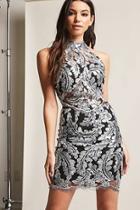 Forever21 Embroidered Sequin Halter Dress