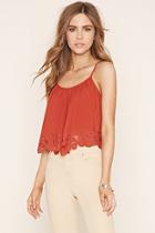 Forever21 Women's  Rust Floral Embroidered Cami