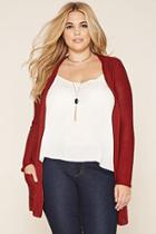 Forever21 Plus Women's  Rust Plus Size Open-knit Cardigan