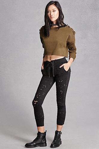 Forever21 Destroyed French Terry Joggers