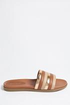 Forever21 Faux Leather Metallic Striped Slides
