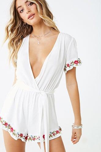 Forever21 Floral Trim Romper