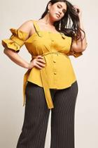 Forever21 Plus Size  Trenchcoat-inspired Open-shoulder Top