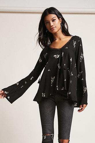Forever21 Floral Split-back Top