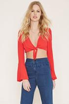 Forever21 Women's  Tie-front Crop Top