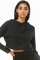 Forever21 Mineral Wash Hooded Crop Top
