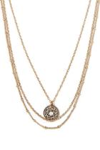Forever21 Antique Gold Layered Medallion Necklace