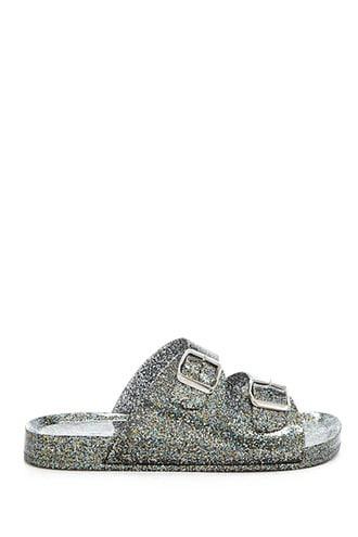 Forever21 Qupid Double-strap Glitter Slide Sandals
