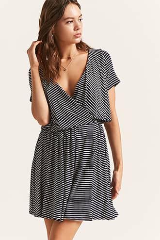 Forever21 Stripe Flounce Surplice Dress
