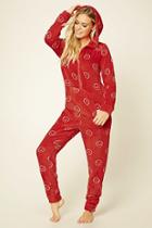 Forever21 Women's  Happy Face Plush Pj Jumpsuit