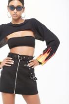 Forever21 Flame-sleeve Crop Top