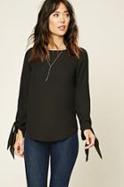 Love21 Women's  Black Contemporary Semi-sheer Top